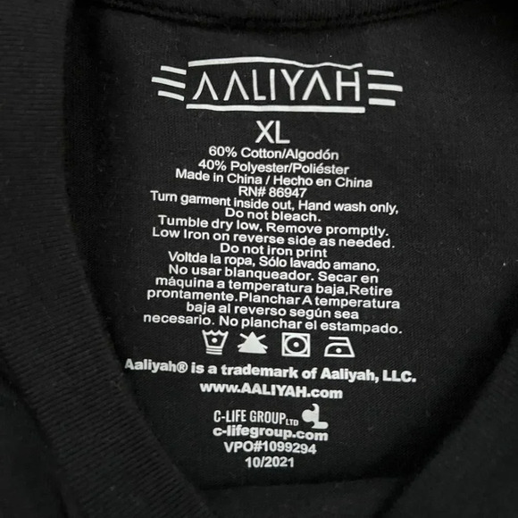 Aaliyah Unisex Black T-shirt Cotton Blend size XL - Picture 6 of 6